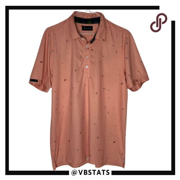 William Murray Men's Short Sleeve Golf Performance Polo Shirt Peach Size Small - Picture 1 of 6